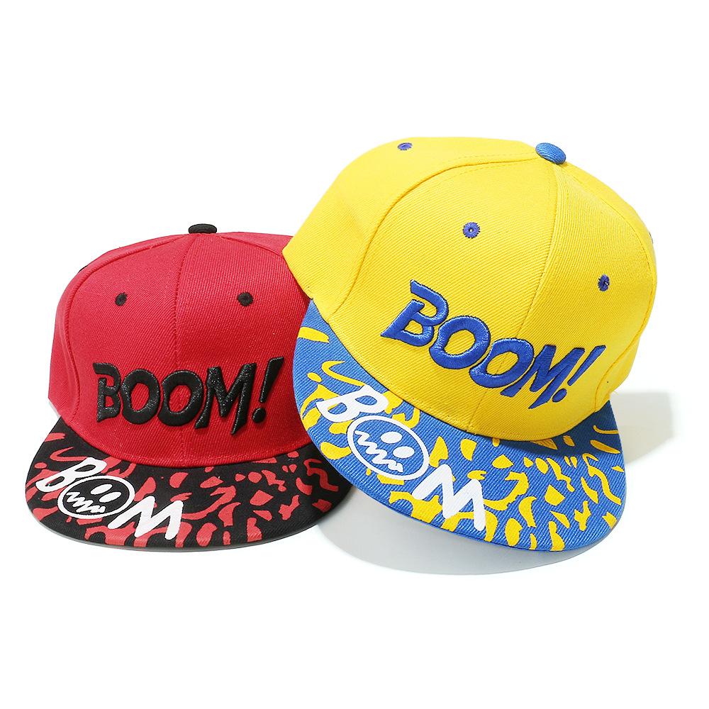 Spring and summer new hip hop hat BOOM letter embroidery graffiti flat brim baseball cap hip-hop flat edge hat men