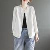 Women's Retro Cotton-Linen Stand-Up Collar Long-Sleeve Shirt - Spring  Autumn Thin Loose Solid Casual Linen Top