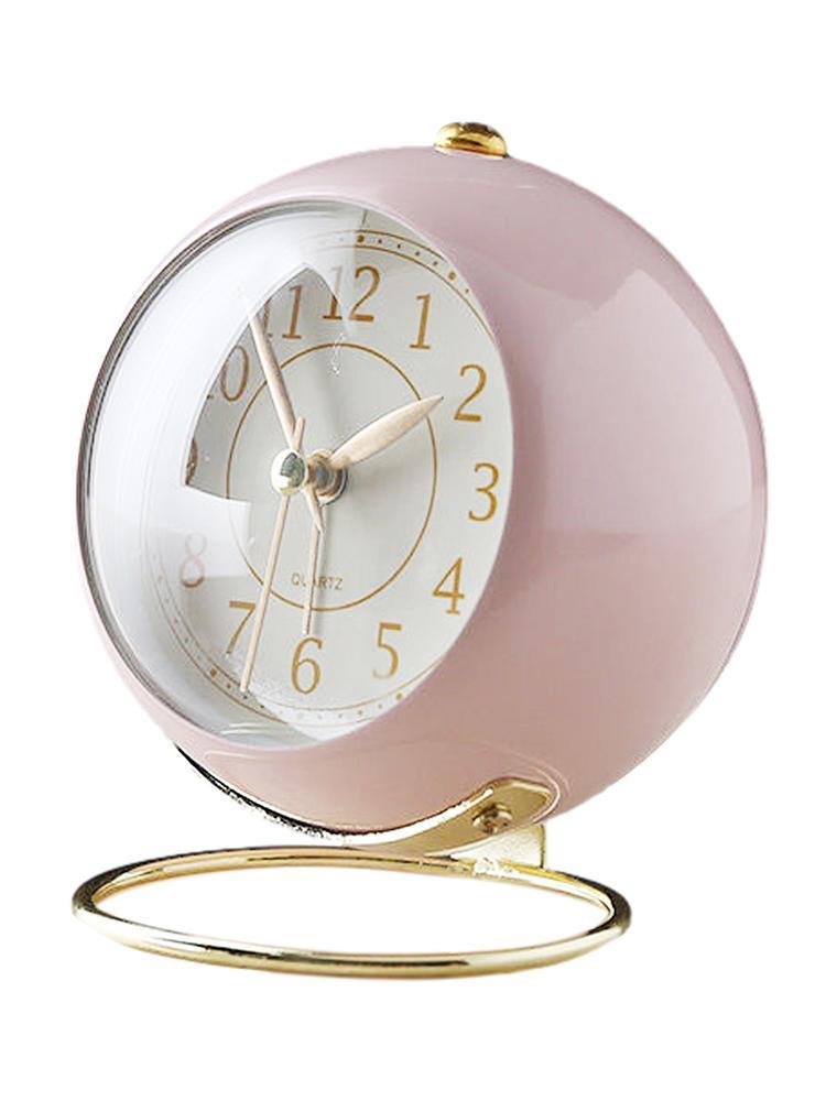 Металлический будильник в стиле ретро Круглый настольный будильник Прикроватный будильник Настольное украшение WJ909 розовый