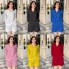 Two-Piece Set for Women Consisting of A Casual Loose Long-Sleeve Collared Shirt and Shorts, Perfect for Spring and Summer(Order A Size Up)