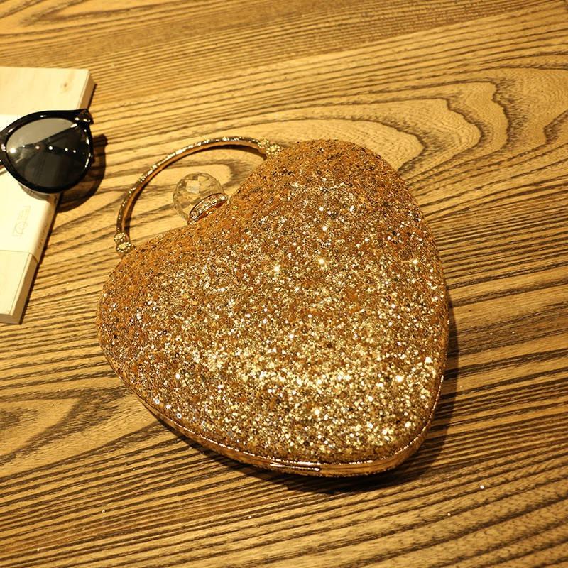 Women's shoulder chain bag autumn and winter casual trend dinner bag heart-shaped diamond-encrusted mini bag