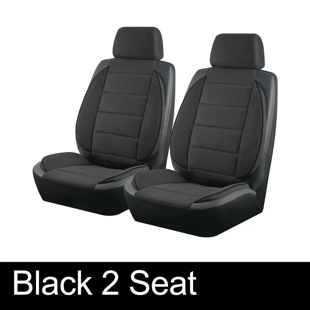 

AUTO PLUS Universal Car Seat Covers Side Stereo Modeling Leather Fluff Car Seat Covers Fit For Most Car Accessories Interior Black 2 Seat