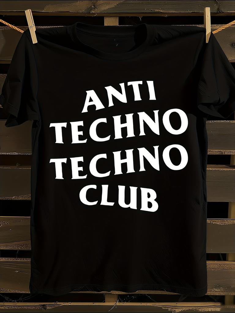 Anti Techno Techno Club Oversized T-Shirt Mens Tshirt Womens Tshirts with Letters Print Short Sleeves T-Shirt Casual Street Tee Shirt Top