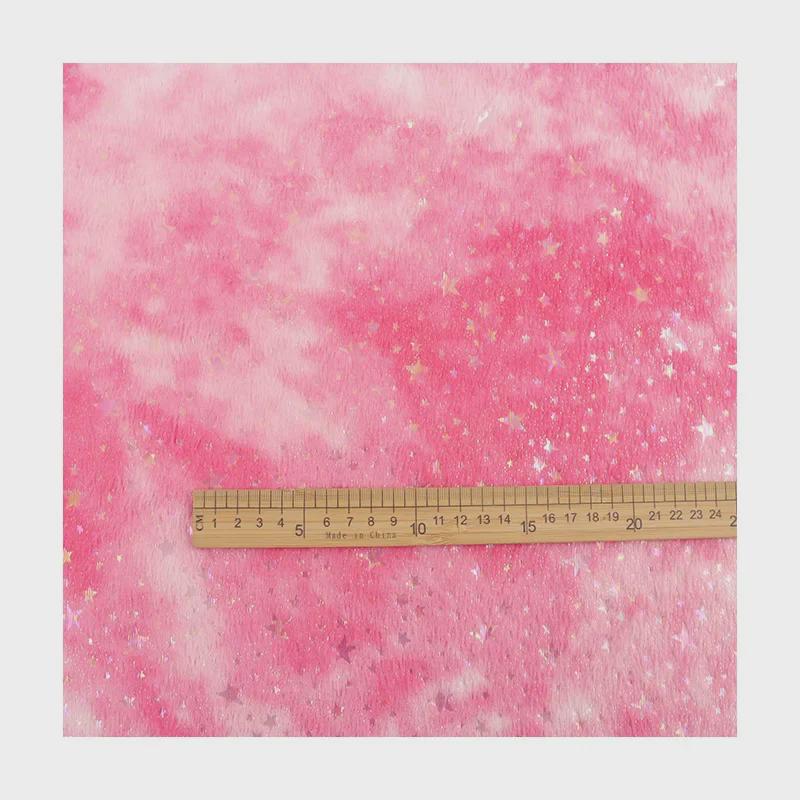 Mehrfarbiger Plüschstoff aus Kaninchenfell mit Sternmuster für Heimtextilien, Kleidung, Kissen, Polster, Schuhe und Hüte
