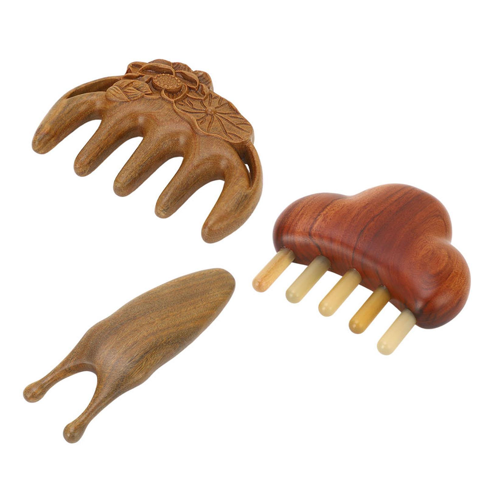 

Sandalwood Meridian Comb Nose Massager Rosewood Scalp Massage Comb Set Relaxing for Daily Use
