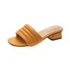 Women Slippers Women Slip On Slides Fashion Brand Square Toe Leather Flat Sandals Female Outdoor Casual Slippers Flip Flops