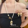 Retro Crystal Pearl Round Pendant Necklace Elegant Luxury Clavicle Neck Jewelry