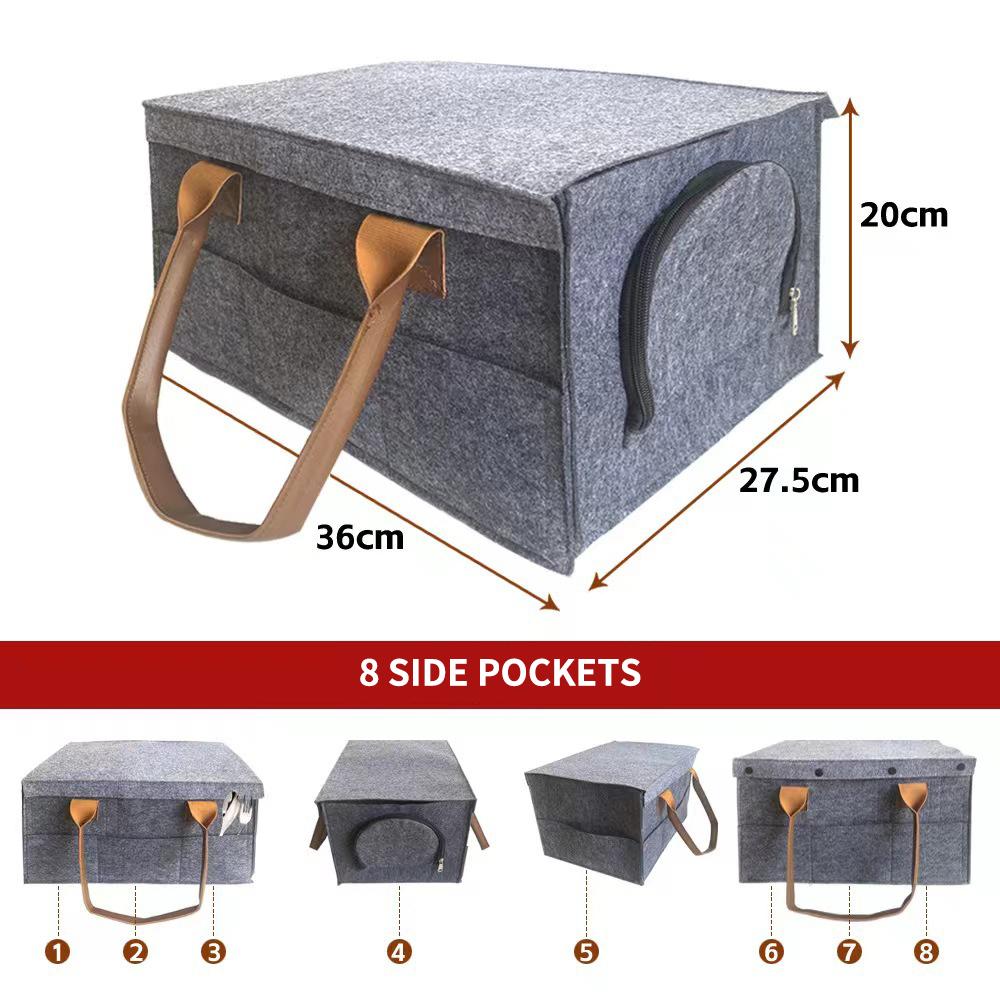 Dish Cup Organizer Bag Cup Holder Thickened Camp Tableware Storage Container Kitchen Cabinet Layered Plate Storage Box Felt Boar