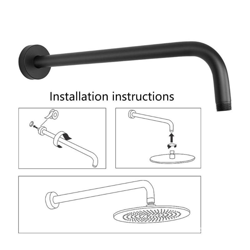 Practical Matte Black Replacement Shower Arm Wall Mounted Bathroom Accesspru for Enhances Shower Experience Daily Use