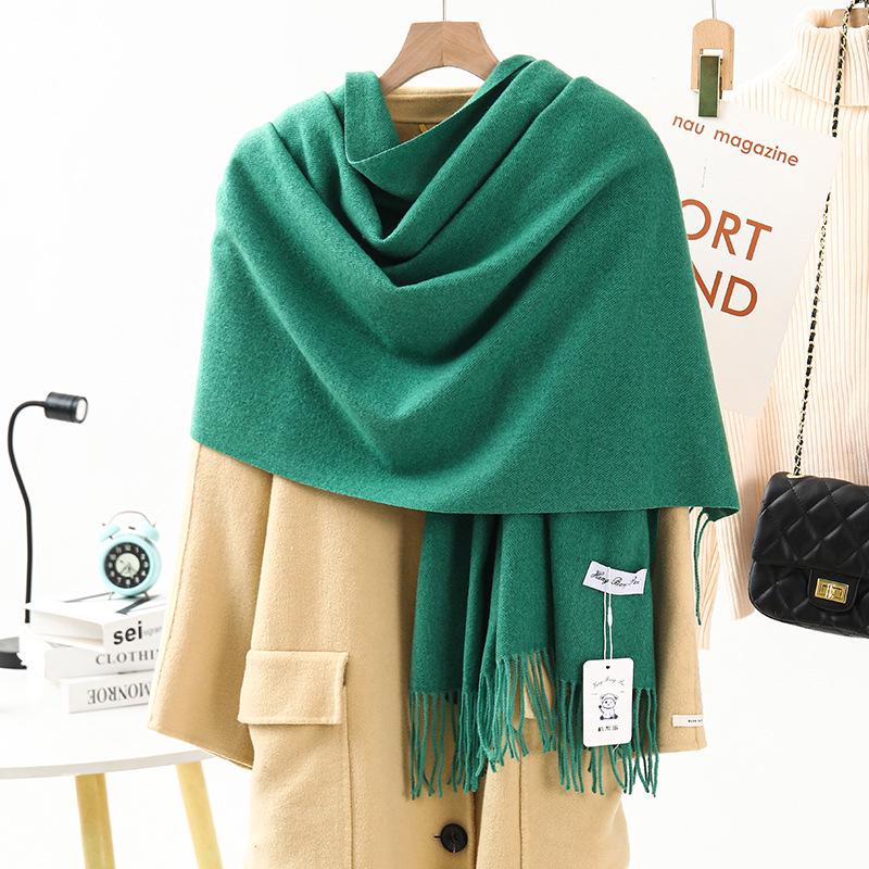 White Cashmere Scarf: Thickened, Solid Color, Versatile for Women & Men, Perfect for Autumn & Winter
