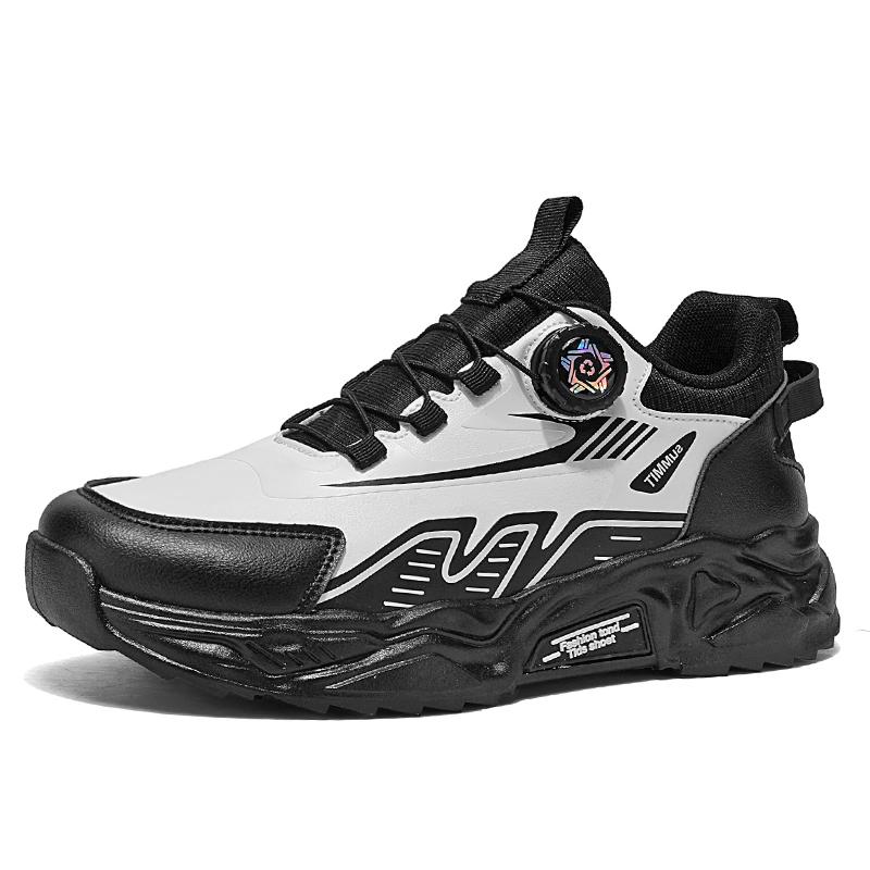 Men's Korean casual sports shoes four season soft sole rotating shoelaces running shoes breathable walking shoe student sneakers