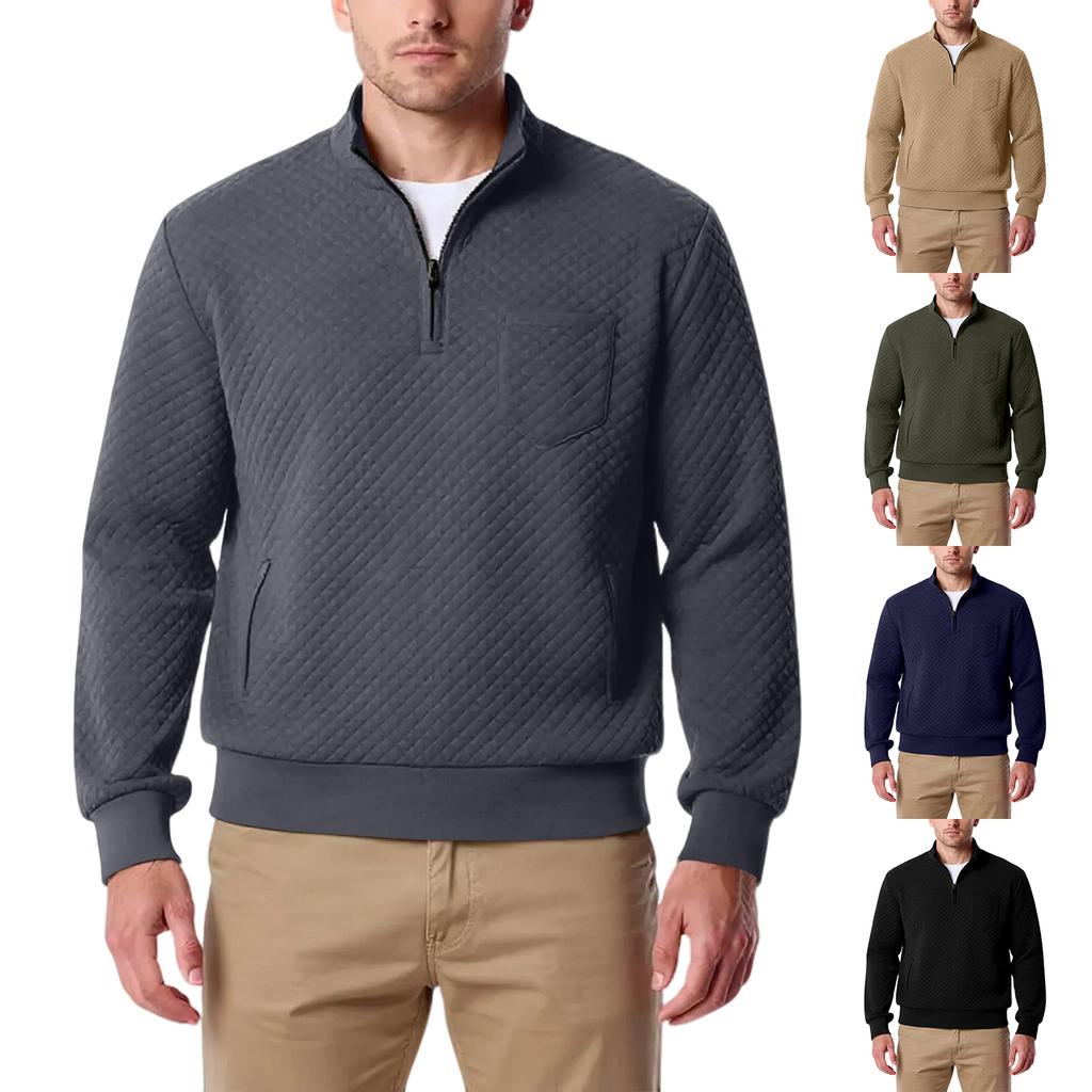 Men's Stand Up Collar Sweatshirt With  Zipper Casual Design