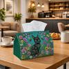 1pc Whimsical Folk Nature Tissue Box - Feline Cat Wildflower Bee Napkin Storage Box, Suitable for Rolls/Facial Tissues/Single Sheets, Two Sizes Availa