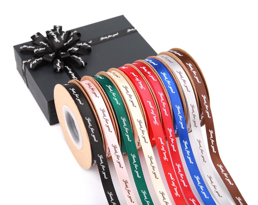Hot Sale 10mm Just for You Ribbon Florist Gift Box Decoration Ribbon Bow Satin Ribbons for Gift Wrap