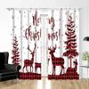 2pcs Christmas Tree Snowflake Curtain, Christmas Gift and Ball Curtain For Living Room, Kitchen, Bedroom, Hotel,Home Decor