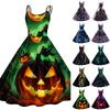 Women's Halloween Print Off-Shoulder Spaghetti Strap Dress