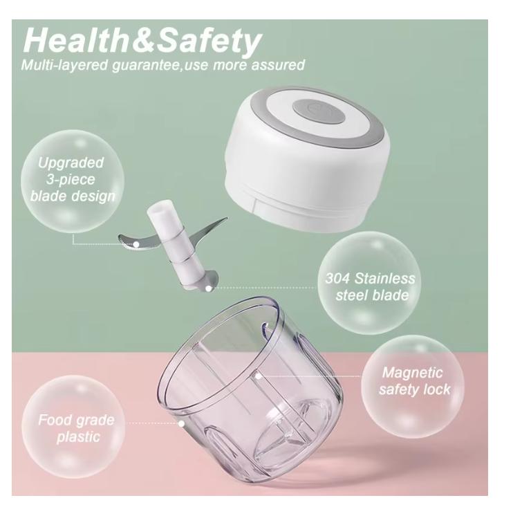 250ML Electric Garlic Grinder Household Multifunctional Meat Grinder Wireless Portable Mixer for Baby Food Processo