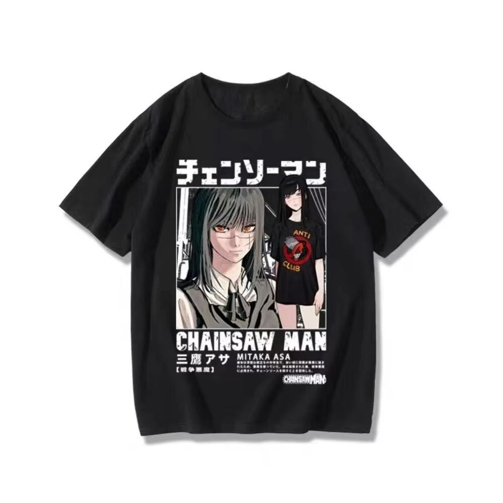 

New Chainsaw Unisex Mitaka Asa Tee Anime Pattern Cotton Short Sleeved Tshirt for Unisex and Women Summer Casual Street Wear Y2k 4XL