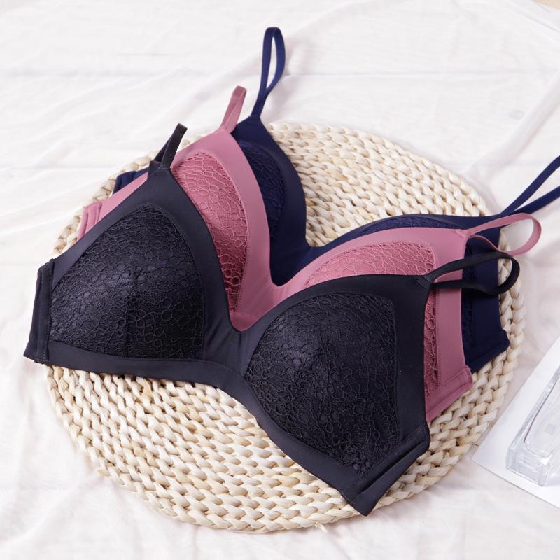 Comfortable Non-wired Bra French Lace Small Chest Push-up Bra Sexy Breathable Underwear Set
