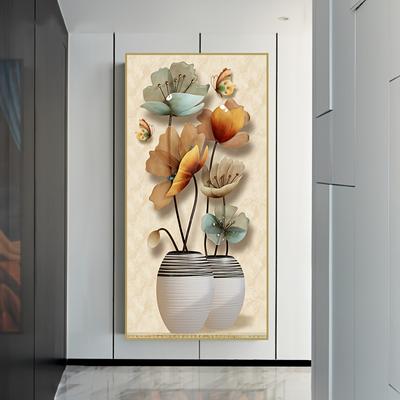 1Pcs Retro Butterfly And Flowerpot Canvas Paintings Vintage Poster Abstract Art Flower Pictures Print Chinese Style Wall Paintings For Living Room