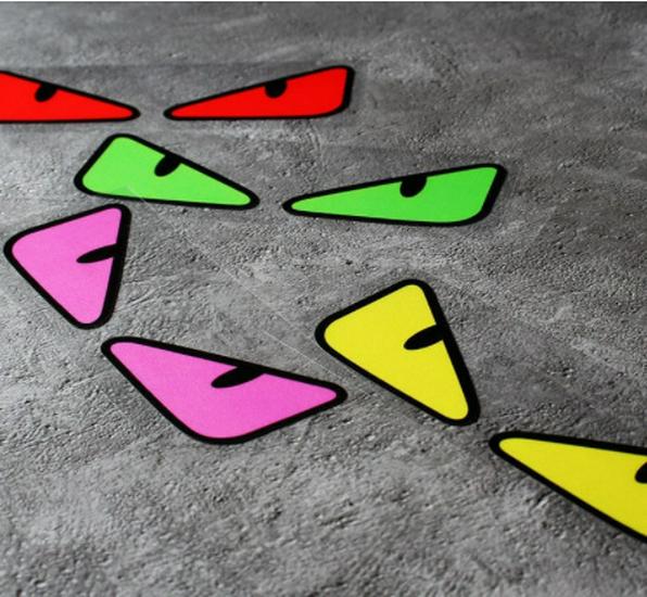 Reflective Devil Eyes Stickers: Creative, Funny Motorbike Expression Decals