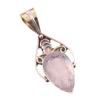 Natürlicher Rosenquarz 925er Sterlingsilber Schmuck Zweifarbiger Anhänger 1,50" U6N92