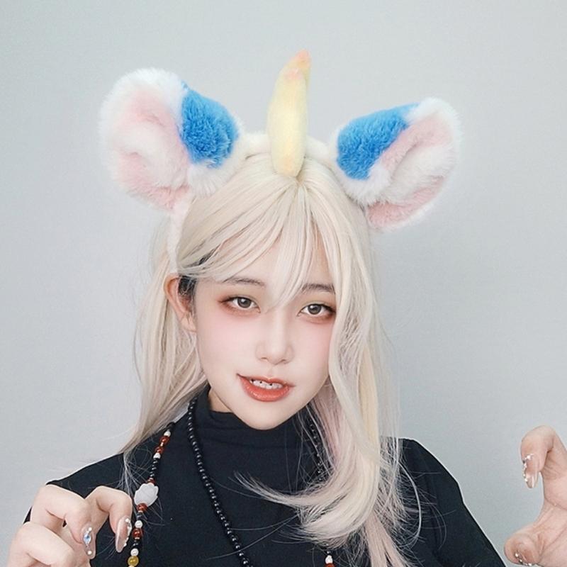 High Elasticity Plush Headbands Featuring Cute Mythical Ears Face Washing Soft Material Sensitive Skin Friendly