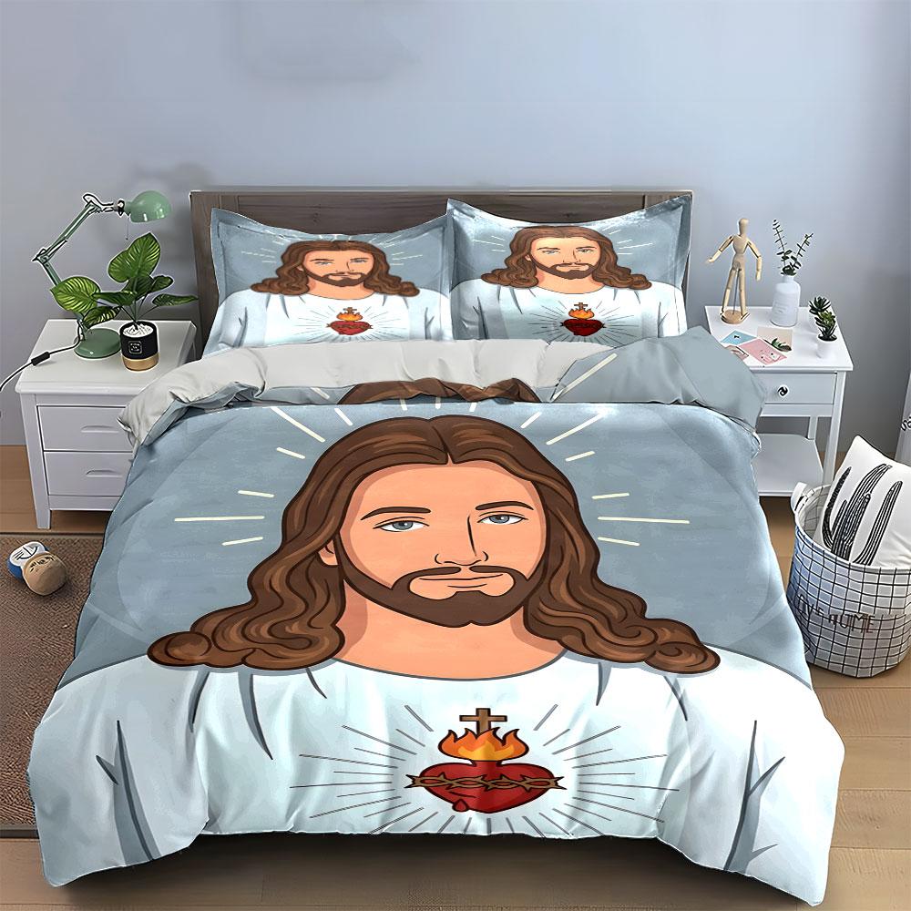 Sacred heart and portrait. Bedding sets Duvet cover sets Duvet covers Pillowcases(1 * Duvet Cover 2 * Pillowcases, without duvet insert)