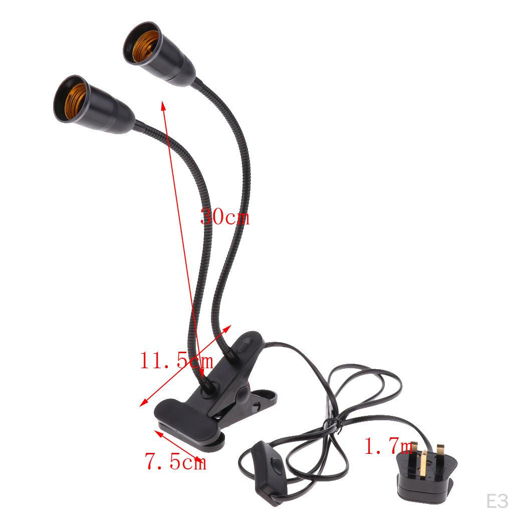 UK 2-head Flexible Clip LED Light Lamp Bulb Holder Socket Converter