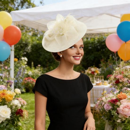 Genomskinlig Nätblomma Fascinatorhatt Vintage Tebjudning Dam Vävhatt Bröllop Cocktail