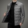 Men's Short Warm White Duck Down Winter Jacket with Turn-Down Collar – Waterproof Dad Coat