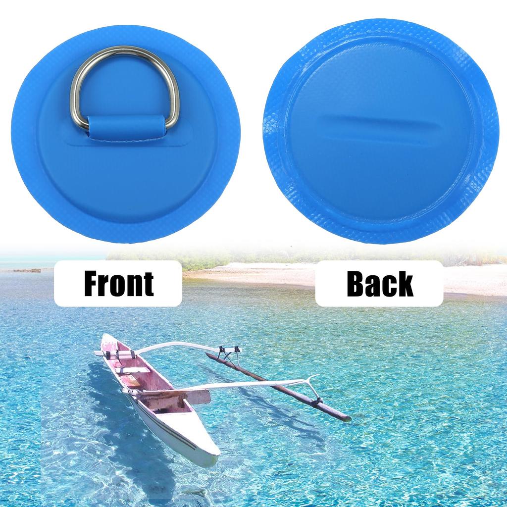 X AUTOHAUX D-Ring Patches PVC Stainless Steel Round D-Ring Pads for Surfboard Inflatable Boat