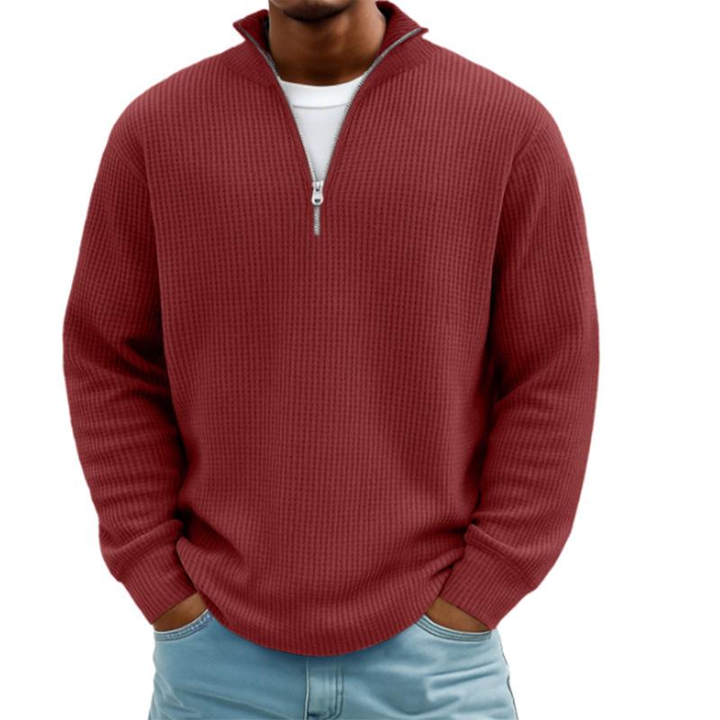 2023 European Ethnic 3D Print Men's Waffle Knit Half-Zip Hoodie