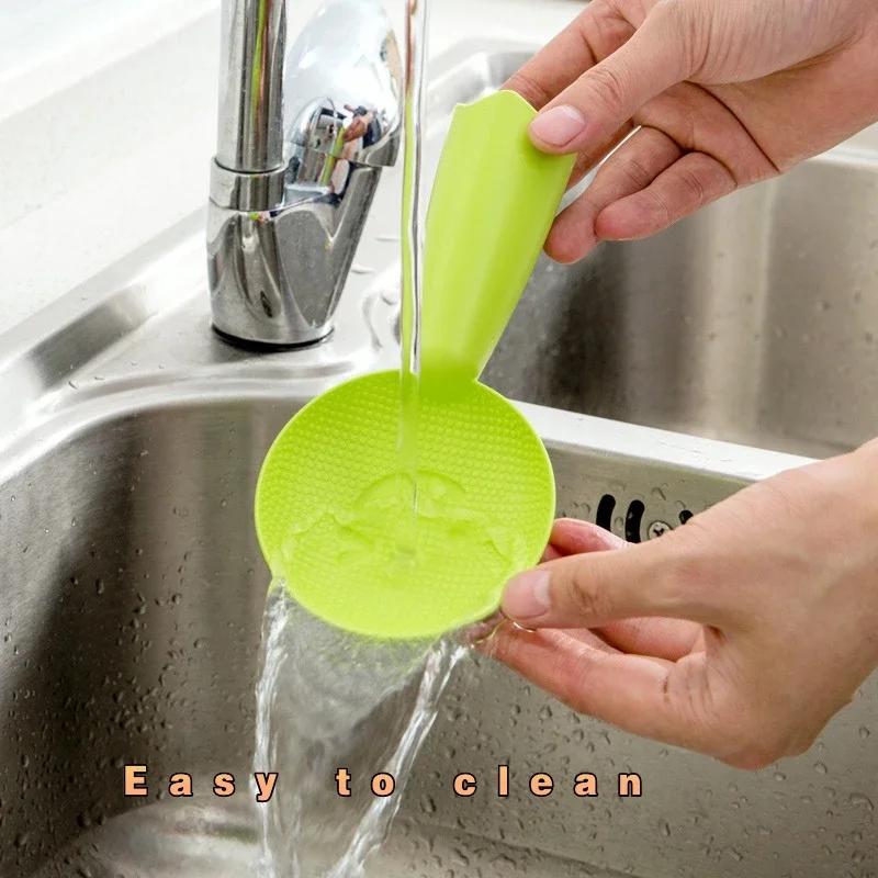 Non-Stick Plastic Rice Spoon Cute Smiley Face Rice Spatula Scoop Cooker Long Cooking Rice Scoop Kitchen Utensil Tableware Tools