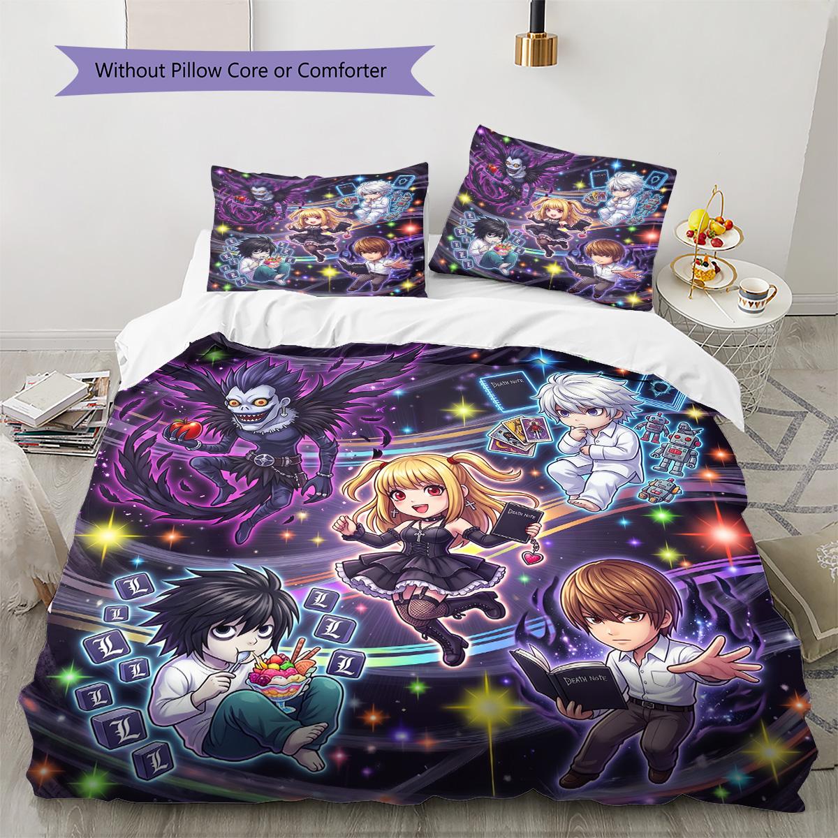 

Death Note Pattern Bedding Quilt Set Quilt Cover Pillowcase Home Decoration Birthday Gift (1 * duvet cover + 2 * pillowcase, without core) 135x200cm