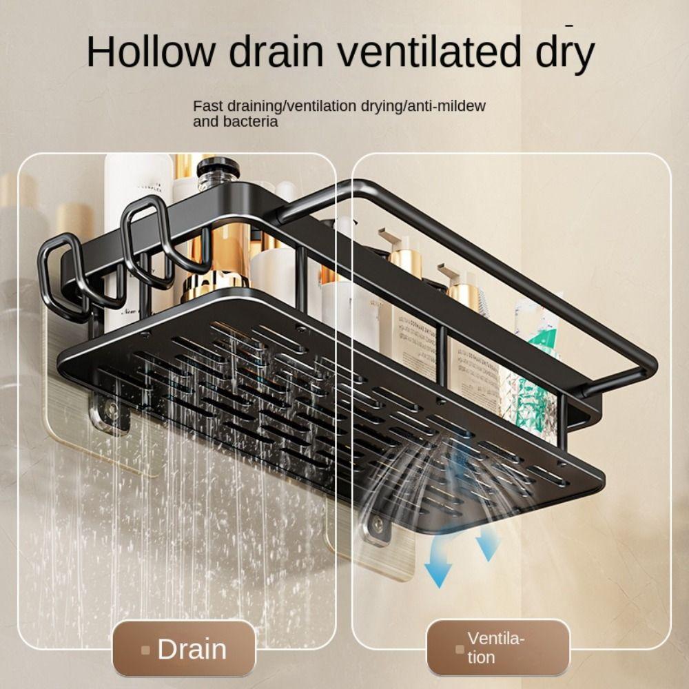 Cu cârlig fix Organizator de duș Montat pe perete Raft de duș Raft de depozitare multifuncțional Baie