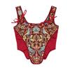 Vintage Lace Up Women Corset Shapewear Push Up Body Shaper Bustier Decorative Flower Embroidery Waist Trainer Stage Costume
