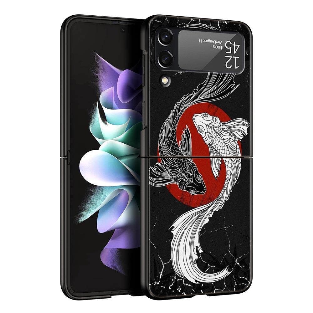 Phone Case for Samsung Galaxy Z Flip 3 4 5 Folding Mobile Shell Hard PC Fundas Black Coque Protect Cover Tiger Neon Leopard