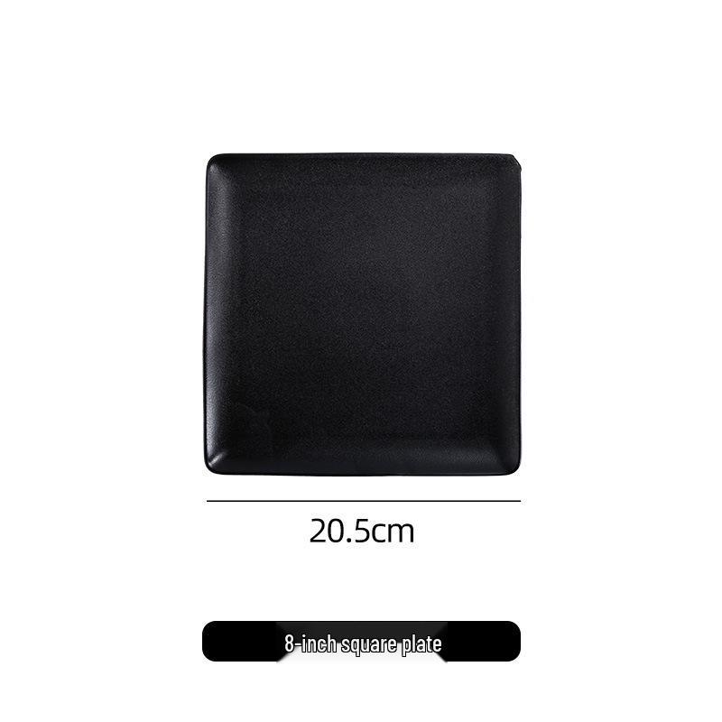 Minimalist Black Matte Ceramic Plates - Round & Square Options for Steak and Western Cuisine, Ideal for Homes