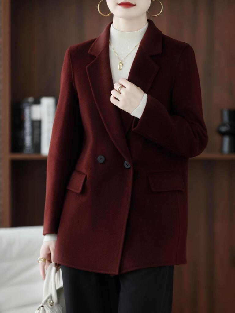 2025 Autumn/Winter Women's Double-Faced Wool Coat - Short, Loose, Petite Slimming Suit