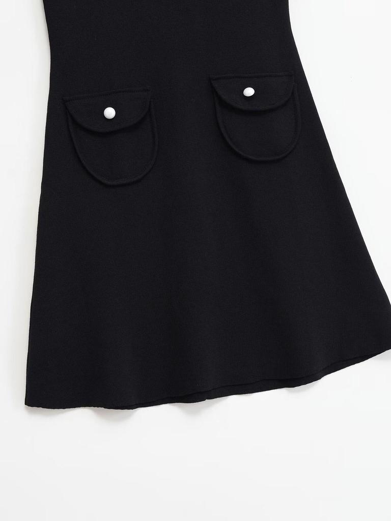 2025 Autumn French Chic Sleeveless Knit Dress with Studs and Rhinestones