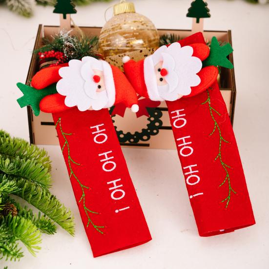 1 Pair Christmas Refrigerator Handle Gloves Santa Claus Snowman Elk Kitchen Fridge Handle Cover Set Home Decoration