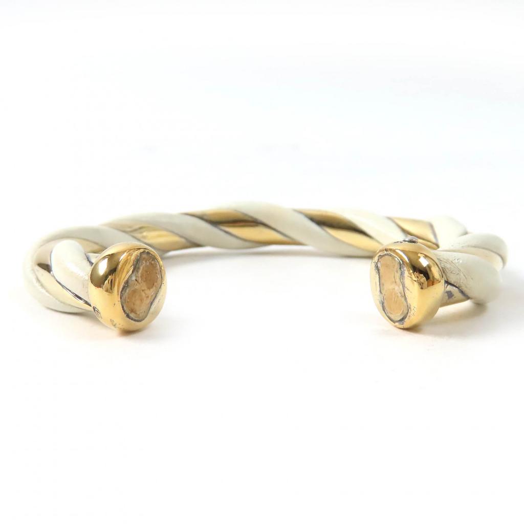 Very Good HERMES Bangle Twist Ivory Gold SV925 Women Used