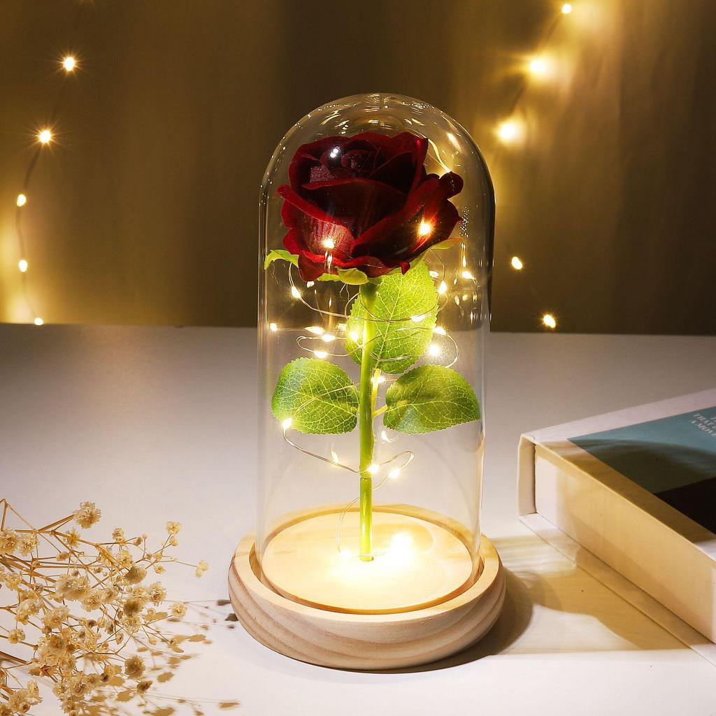 Eternal Rose Night Light: Glass Dome Gift for Christmas, Valentine's Day, or Qixi Festival