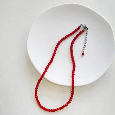 Red Basic Gemstone Necklace