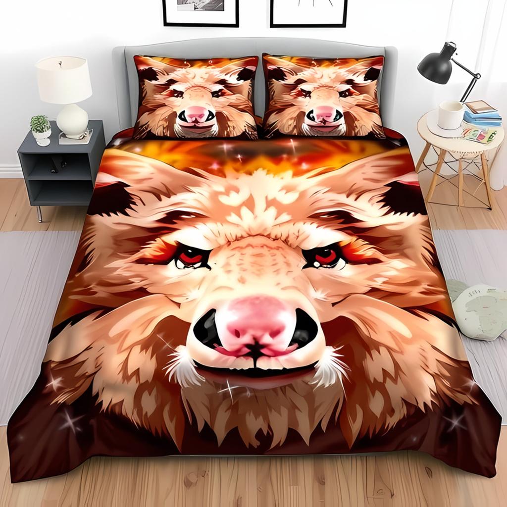 Comforter Bedclothes Wolf Printed Unique Design Home Decor Vintage Bedding Setqueen Size Warm Soft And Breathable