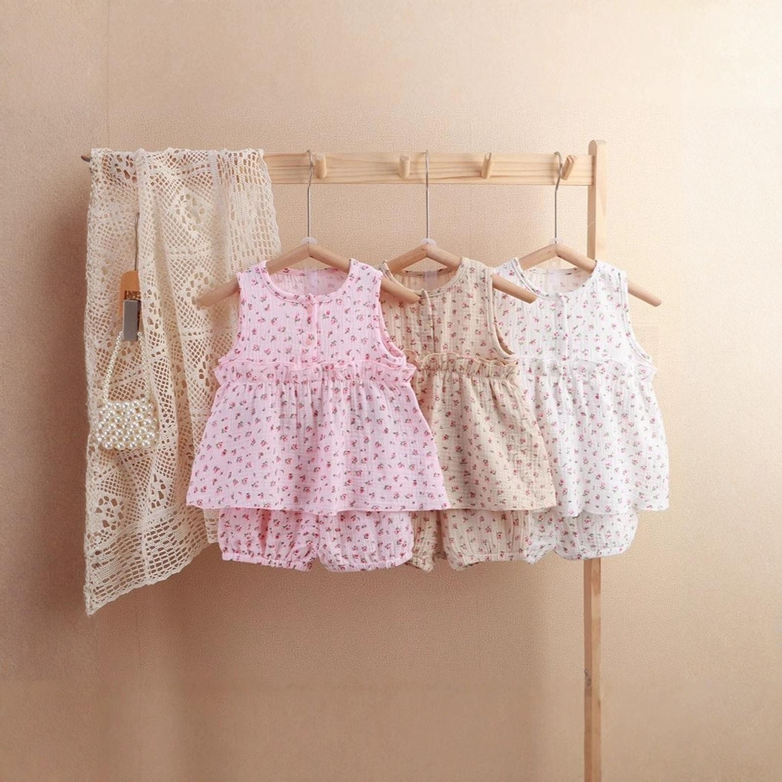 

Kids 2-Piece Sleeveless Top & Shorts - Double-Layer Pajamas 100 бежевий