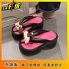Versatile Thick Bottom Flip-flops Women 2025 New Summer Wear Internet Celebrities Cute Cartoon Height Women Cool Slippers