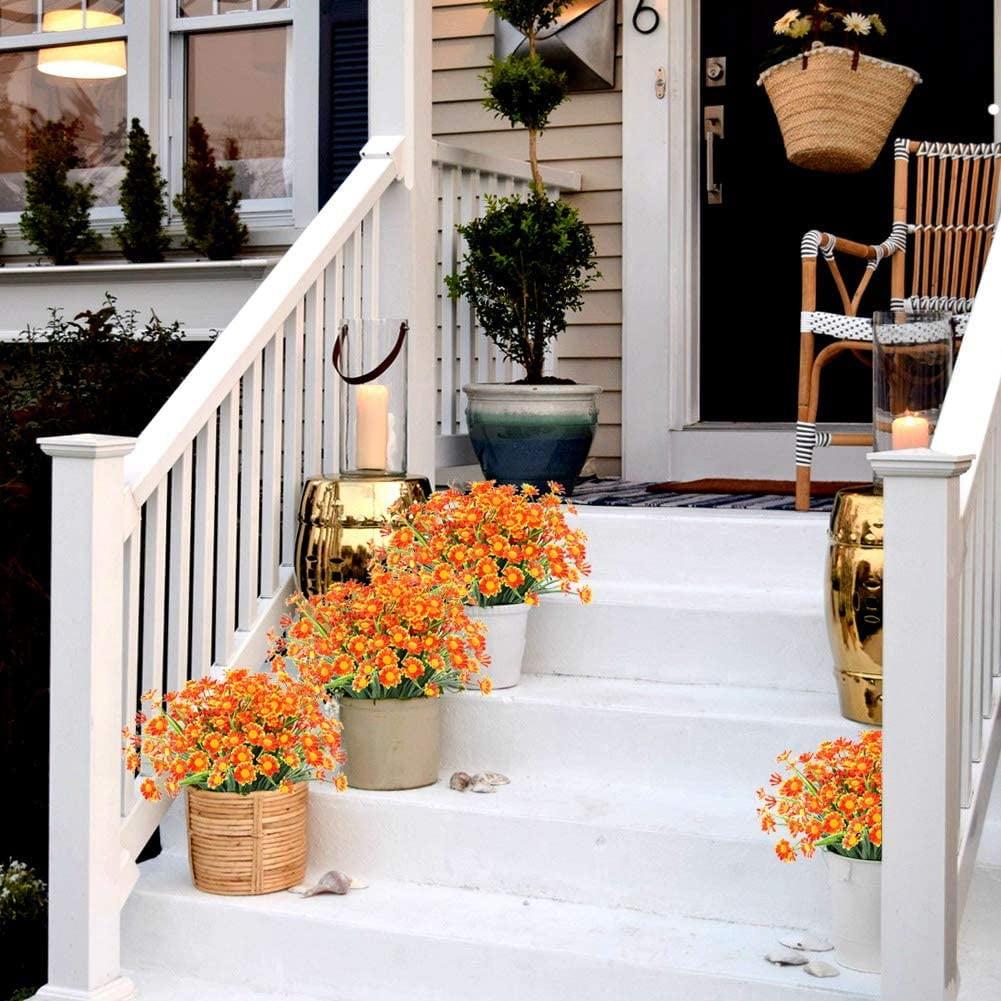 6 Bunches Of Artificial Flowers Outdoor Fake Flower Decorations Non-Fade Faux Plastic Flowers Garden Porch Window Frame Decoration