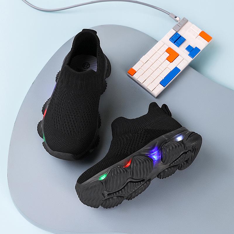 Pantofi Sport Cu Lumini pentru Copii, Tricotați Fly-Knit - Ultra-Ușori, Respirabili, Talpă Moale pentru Copii Mici